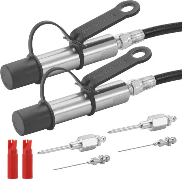 

Grease Gun Connector Pair, 10000 PSI Pressure, Quick-Attach 3-Jaw Design with Hose, Cleaning Tool
