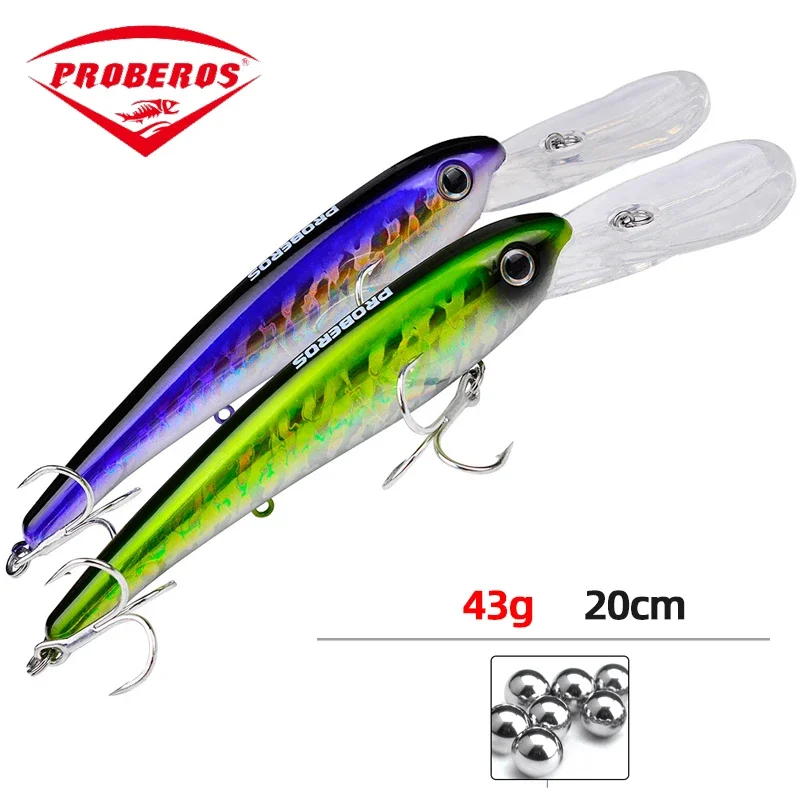 

Topwater Baits Laser Minnow Fishing Lure 20cm 43G Pesca Hooks Fish Wobbler Tackle Crankbait Artificial Hard Bait SwimbaitDW576