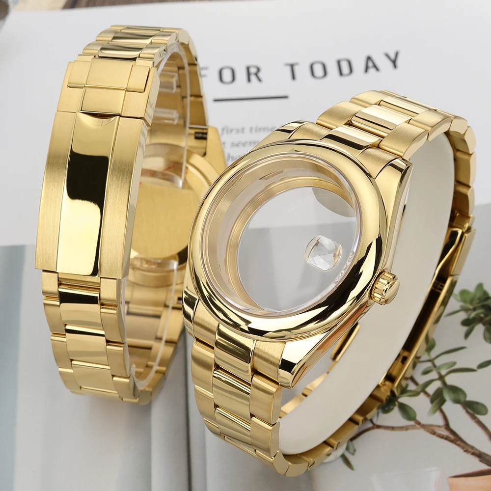 

36/39mm Rounded Edge Watch Case Sapphire Crystal For Oyster NH35 NH36 NH38 Miyota 8215 Automatic Movt 28.5mmDial Steel Bracelets