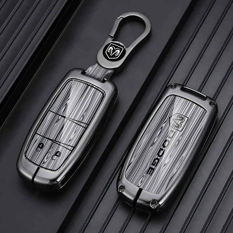 Alloy Wood grainCar Remote Key Case Cover Protector Shell Keyring Fob For Dodge Ram 1500 Journey Charger Dart Challenger Durango