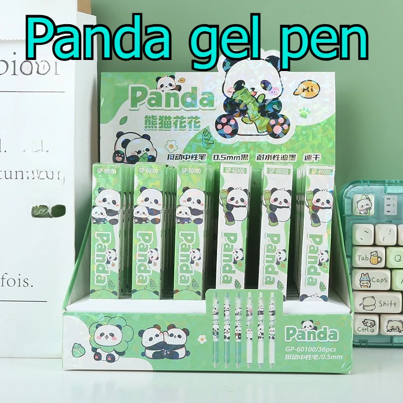 

36pcs Cute Panda Gel Pens with Box Packaged Chinese Animal Pen Kawaii Stationery Wholesale School Acessories Cute School Items