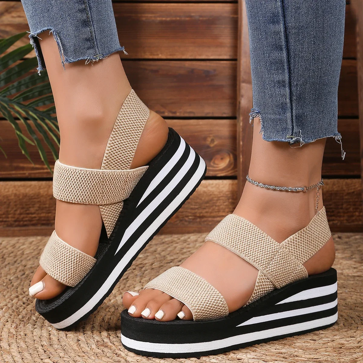 Women Fashion Anti-slip Sandals Casual Wedge Sandals Comfortable Elegant Sandals Beach Summer Shoes Women Sandalias De Mujer