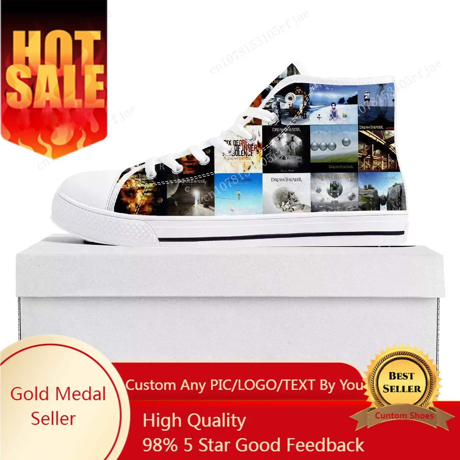 Dream Theater Rock Band Music High Top High Quality Sneakers Mens Womens Teenager Canvas Sneaker Casual Couple Shoes Custom Shoe