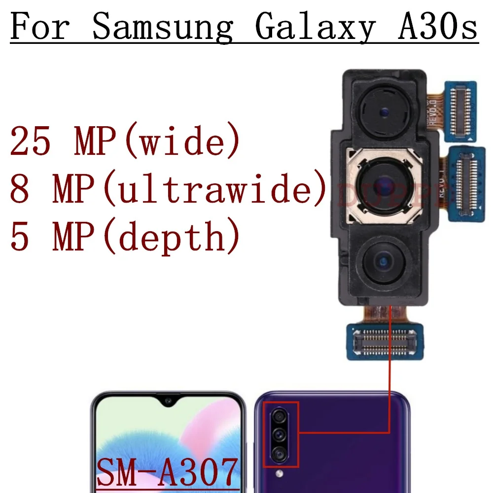 Rear Front Camera For Samsung Galaxy A30s A307F A307G Frontal Selfie Wide Depth Backside Back Camera Module Spare