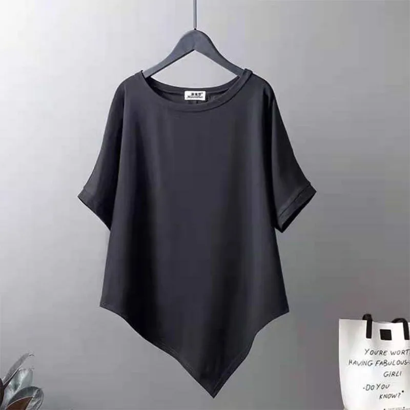 Summer Women Irregular Oversized T-shirt Koreon Clothing Fashion Female Short Sleeve Tees All-match Loose Pullover Casual Tops