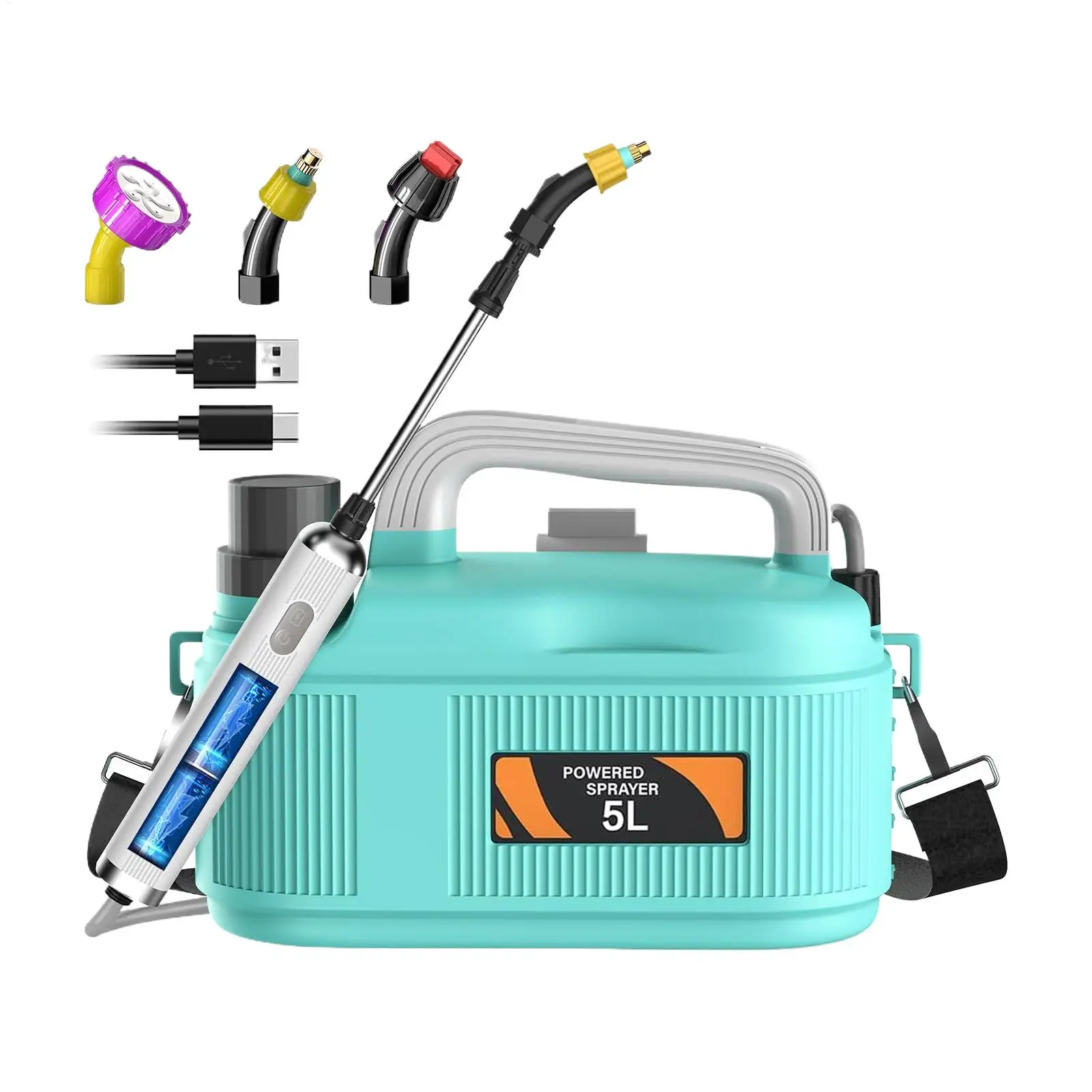 

Electric Sprayer Battery-Powered Electric Pump Sprayer 1.35 Gallon Watering Mister Adjustable Fertilizing Sprinkler With
