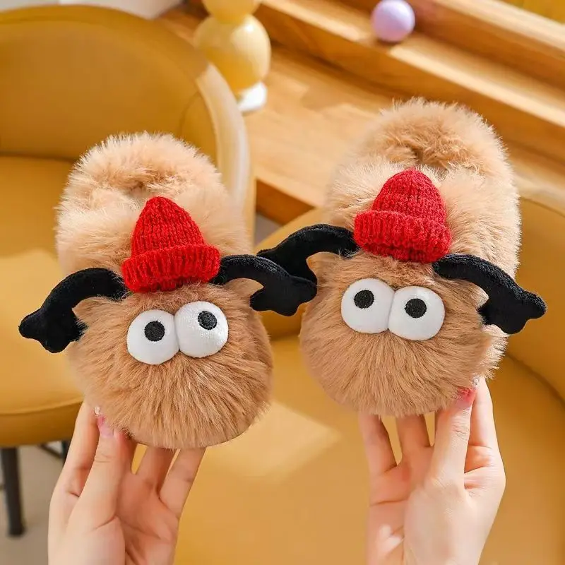 Kinder Cartoon Baotou Baumwolle Hausschuhe Winter Neue Mädchen Und Jungen Weiche sohle Nicht Slip Plüsch Warm Halten Hause Schöne Flauschige Hausschuhe