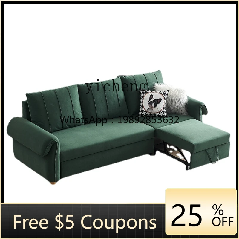 

ZZ Zc Frosted Cloth Multifunctional Sofa Bed Living Room Foldable Retractable Sofa Dual-Use