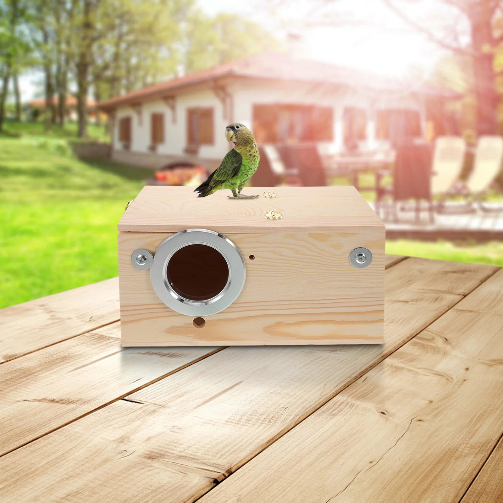 

1Set Wooden Parakeet Nesting Box Durable Safe Comfortable Bird Breeding Cage Easy Assembly Cleaning Parrot House Budgies