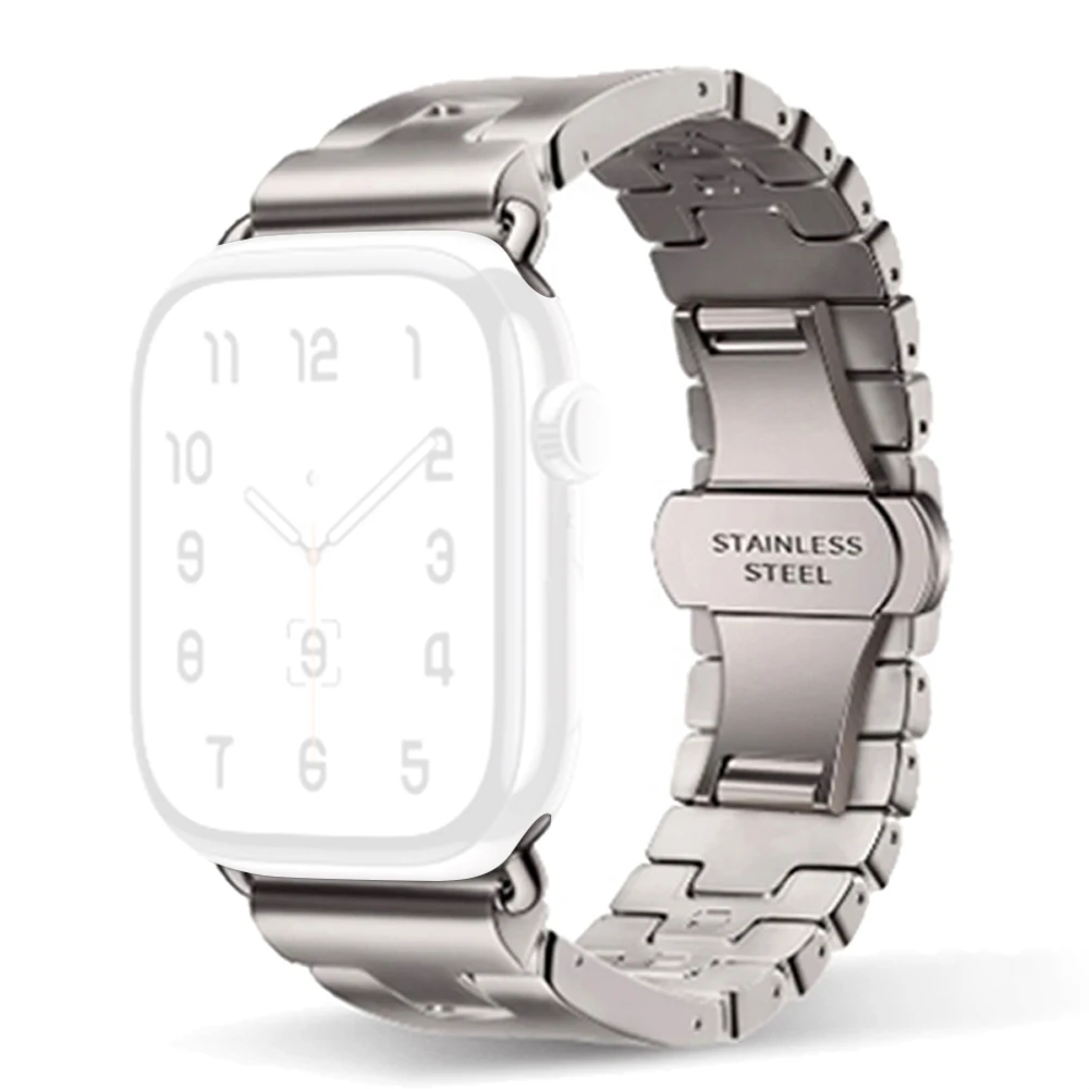 

Replacement Strap for Apple Watch Series 11 10 42mm / 9 8 7 41mm / SE3 SE2 SE 6 5 4 40mm / 3 2 1 38mm H Type Metal Watch Band -