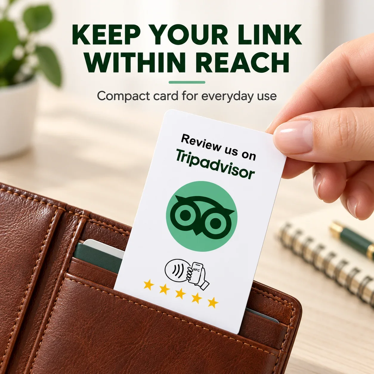 1pc NFC Review Card for Tripadvisor NTAG215 Rewritable White PVC Customer Feedback Collection for Hotels and Restaurants