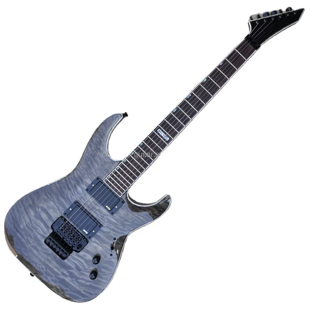 

Flyoung Black Quilted Maple Electric Guitar Factory High QUality Guitars Colorful Binding Body Guitar