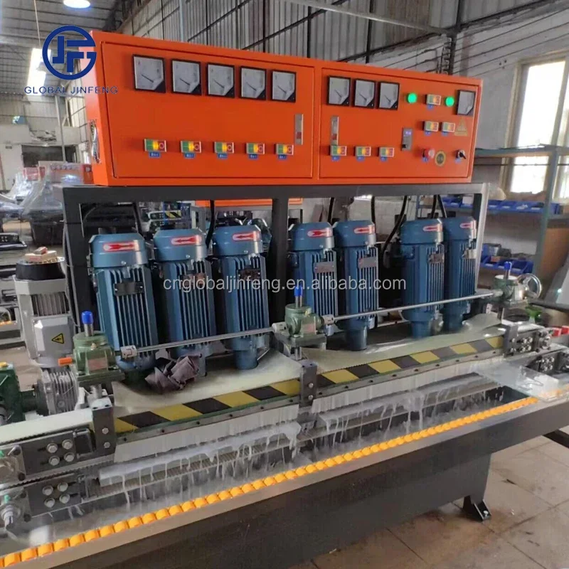 8 Motor glass straight line beveling machine horizontal glass processing machinery