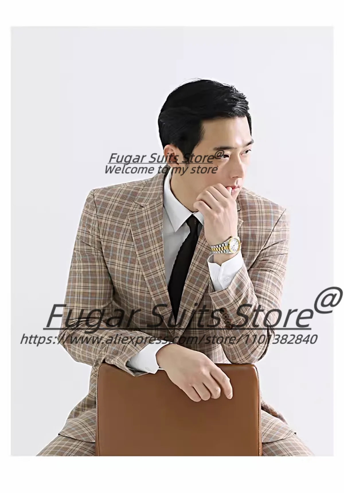 

Handsome Formal Plaid Wedding Suits For Men Customized Slim Fit Notched Lapel Groom Prom Tuxedos 2Pieces Sets trajes para hombre