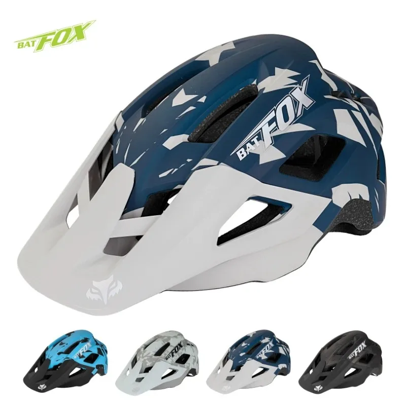 BATFOX 2024 New Helmet Cycling Men\'s Bicycle Helmet MTB casco bicicleta Mountain bike casco ciclismo Detachable brim helmet