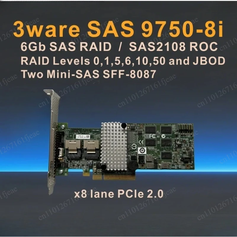 L S  I 3ware 9750-8i LSI00214 PCI-E2.0x8 LSISAS2108 512MB Cache Controller SFF8087 MiniSAS,SAS Cable Not Included