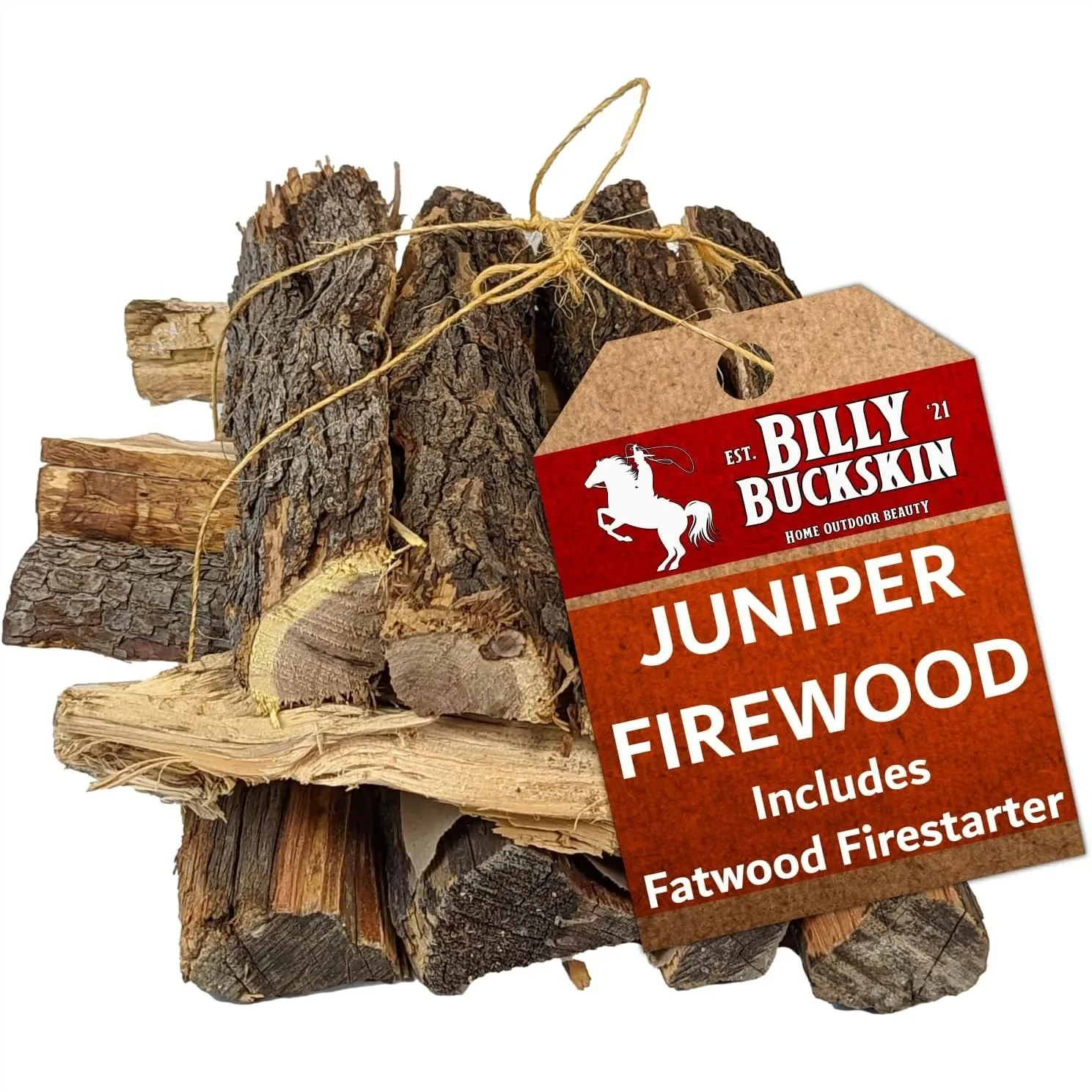 18 LB Juniper Firewood Bundle With Fatwood Starter Sticks For Fire Pit Campfire Fireplace Wood Stove And Outdoor Grilling