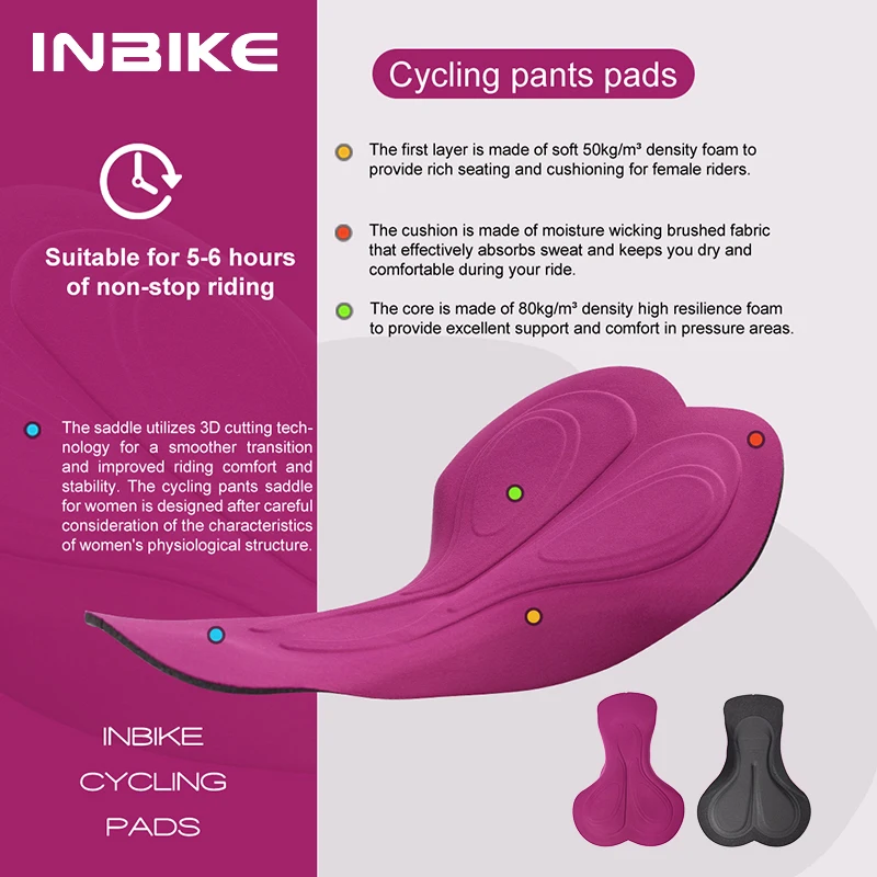 INBIKE Women's Cycling Bib Shorts 3D Padded MTB Bike Shorts Pants Man Road Cycling Pants Bicycle Shorts Tights UV Protection - Image 2