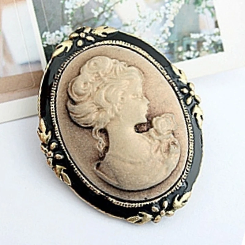 S Women Vintage Cameo Elegant Brooch Pin Antique Wedding Charm Portrait Brooch Pin