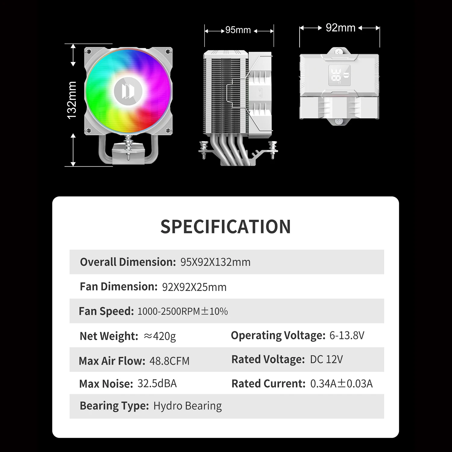 Imagem -06 - Upsiren Walrus Assassin 90 Tubo de Calor Refrigerador de ar de Torre Única com Display de Temperatura cm Argb Pwm Ventilador Suporta Lga1700 Amdam5