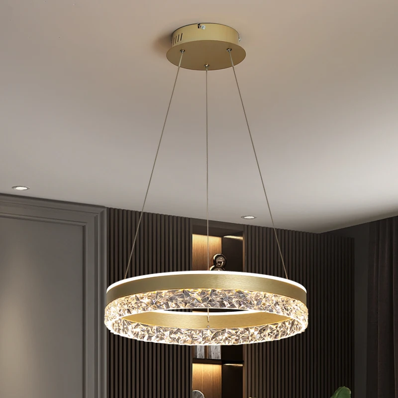 

Crystal Pendant Light Nordic Style 2024 Modern Chandelier Living Room Restaurant Golden Dimmable Remote Lamp Home Decoration