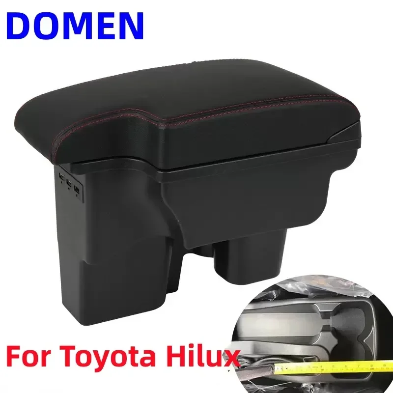 Armrest Box For Toyota Hilux Retrofit parts Interior Car Armrest Storage Rotatable Retractable Cup Holder Accessories USB LED