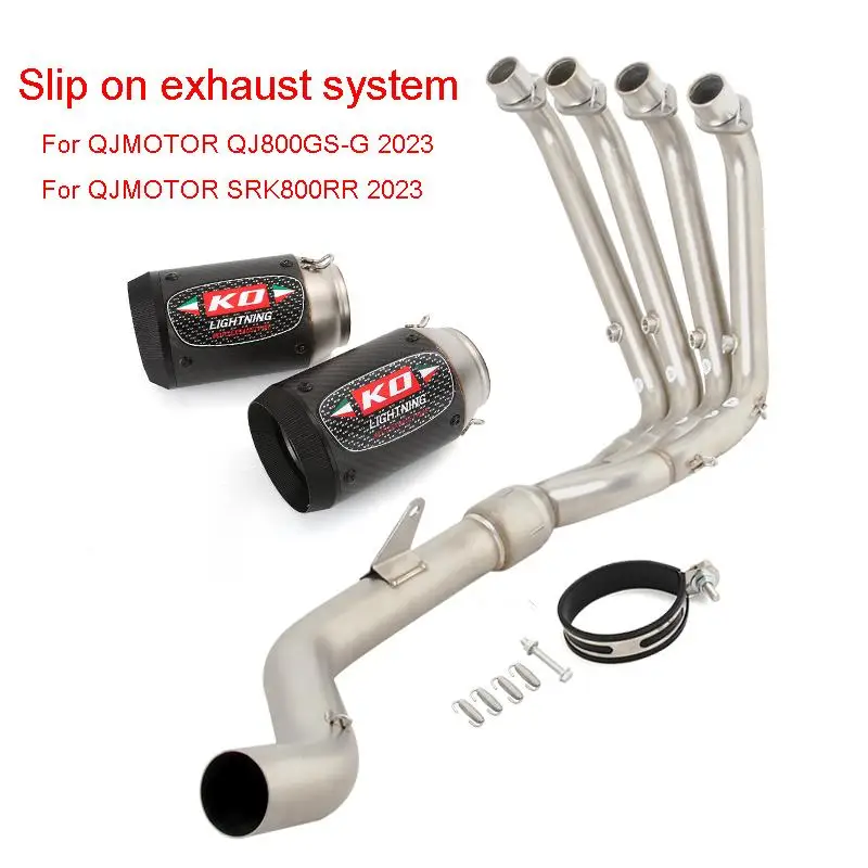 

For QJMOTOR QJ800GS-G SRK800RR 2023 Escape Motorcycle Whole Exhaust System Header Pipe Slip On 51mm Carbon Fiber Muffler