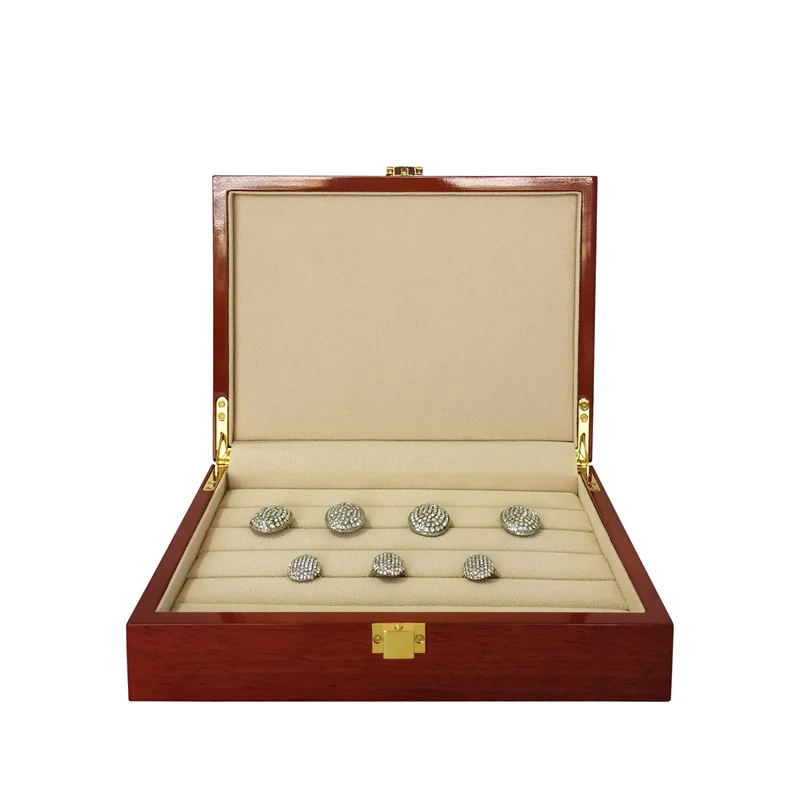 Deluxe Wooden Cufflinks Rings Display Box Ring Earring Organizer Case High Quality Ear Stud Jewelry collection box