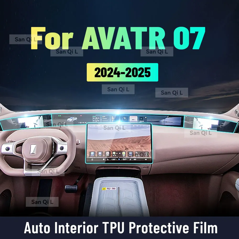 

For AVATR 07 2024 2025 Interior Center Console Clear Protective Film TPU Car Anti Scratch Tint Accessories Refit Set