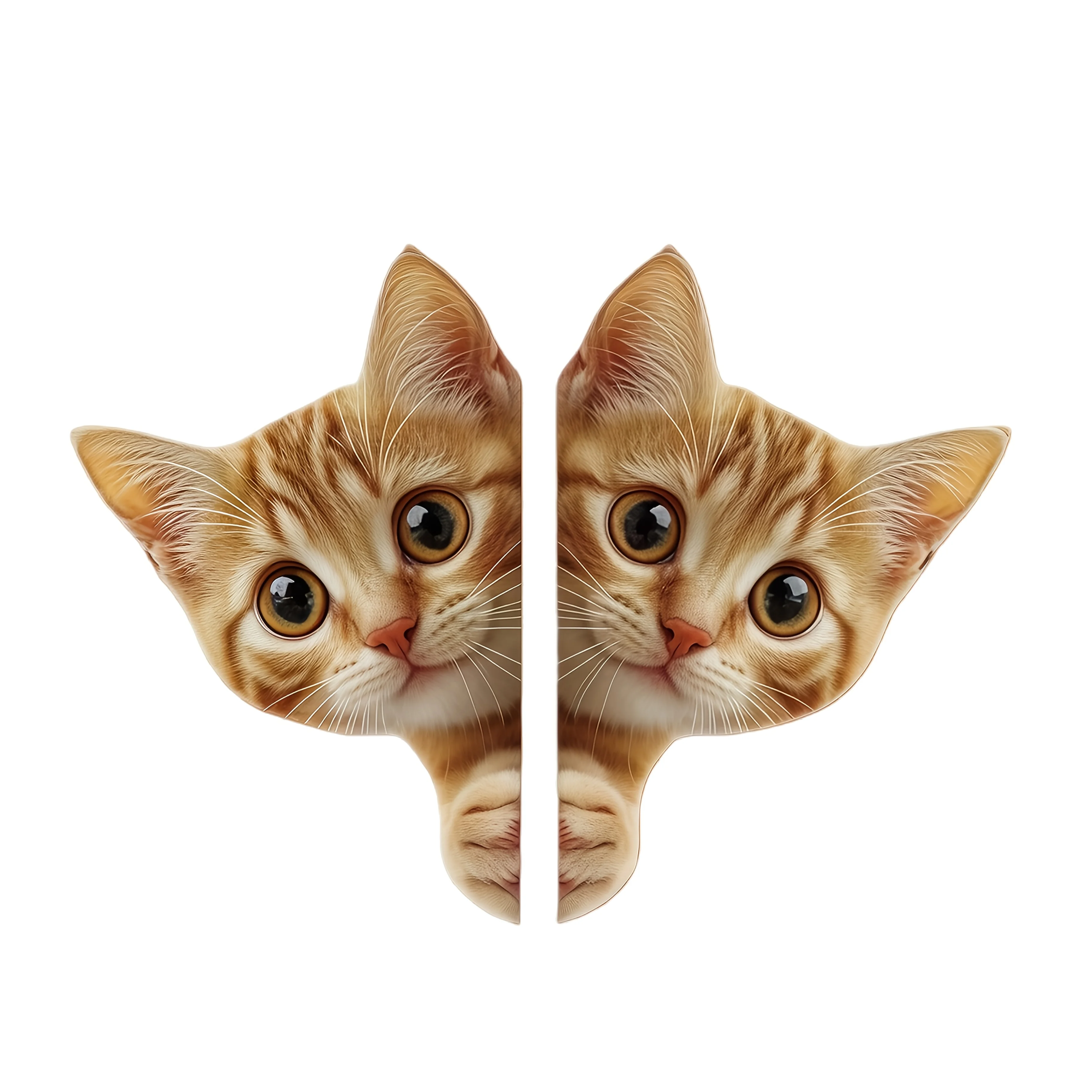 Orange Peeping Cat Stickers, 2D Flat Funny Kitten Decals, Waterproof Removable Self-Adhesive for Vehicle Laptop Daily Decor