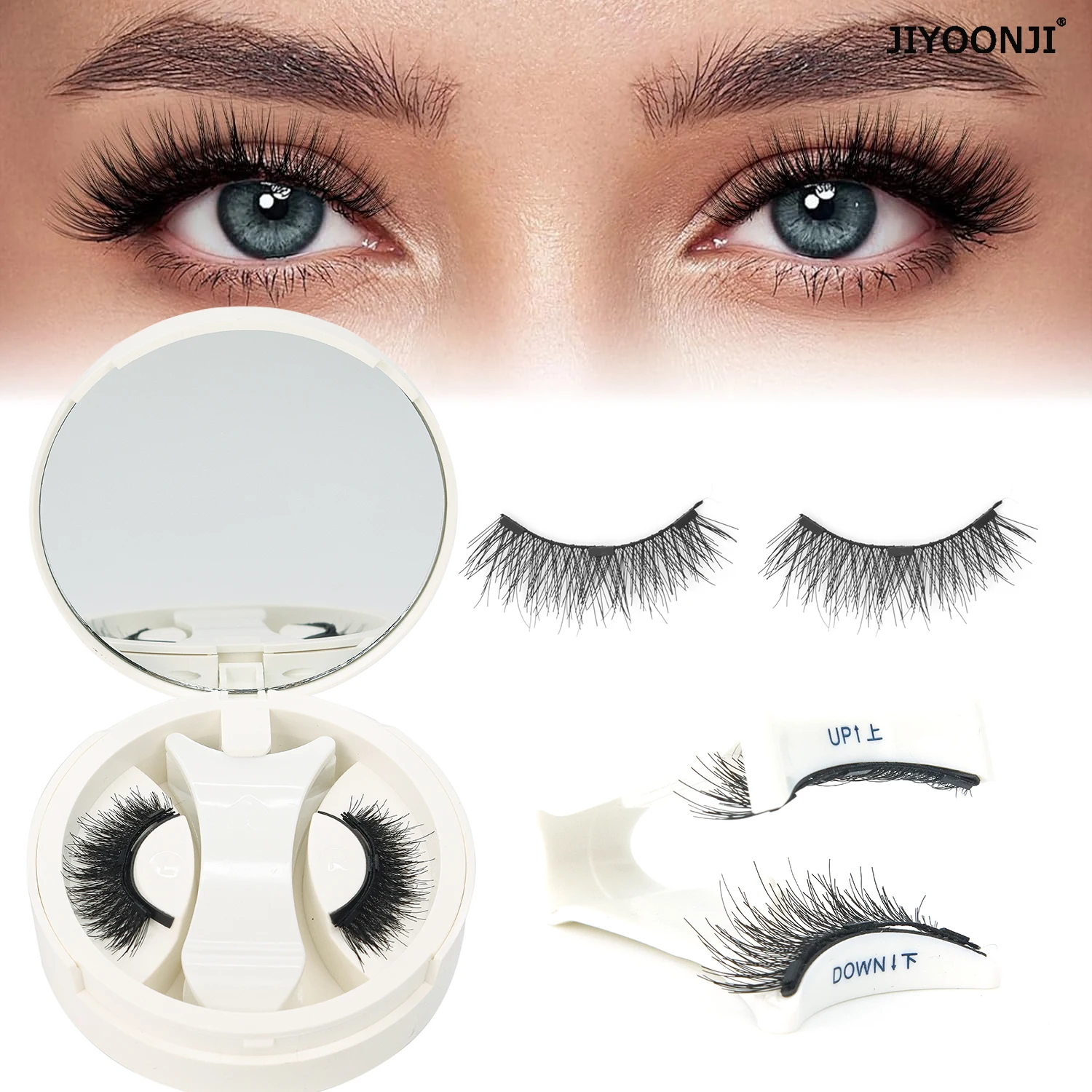 رموش مغناطيسية مع أداة توزيع رموش مغناطيسية سميكة ونحيلة لا حاجة إلى غراء رموش قابلة لإعادة الاستخدام ناعمة وسهلة الارتداء