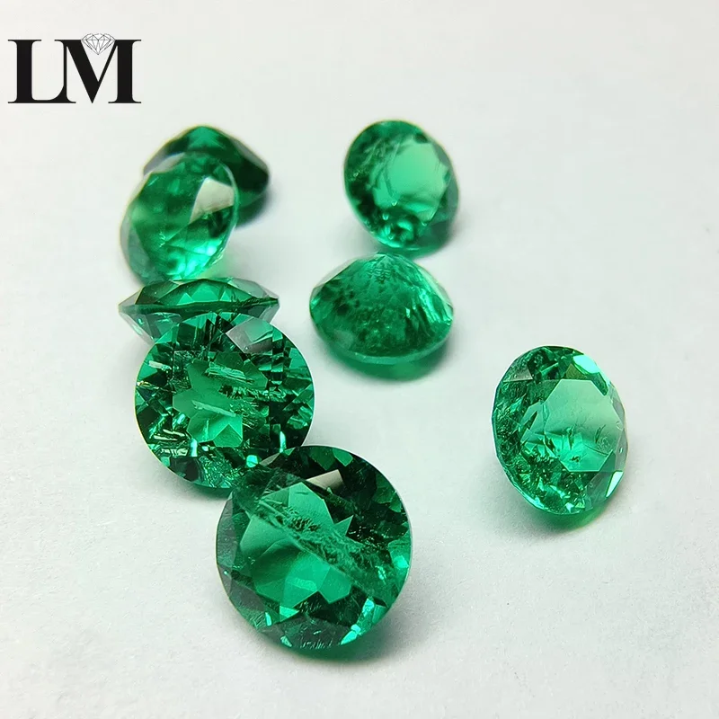 

Lab Grown Emerald Diamond Round Cut Columbia Emeralds Gemstone Advanced Jewelry Rings Earrings Making With AGL Certificate