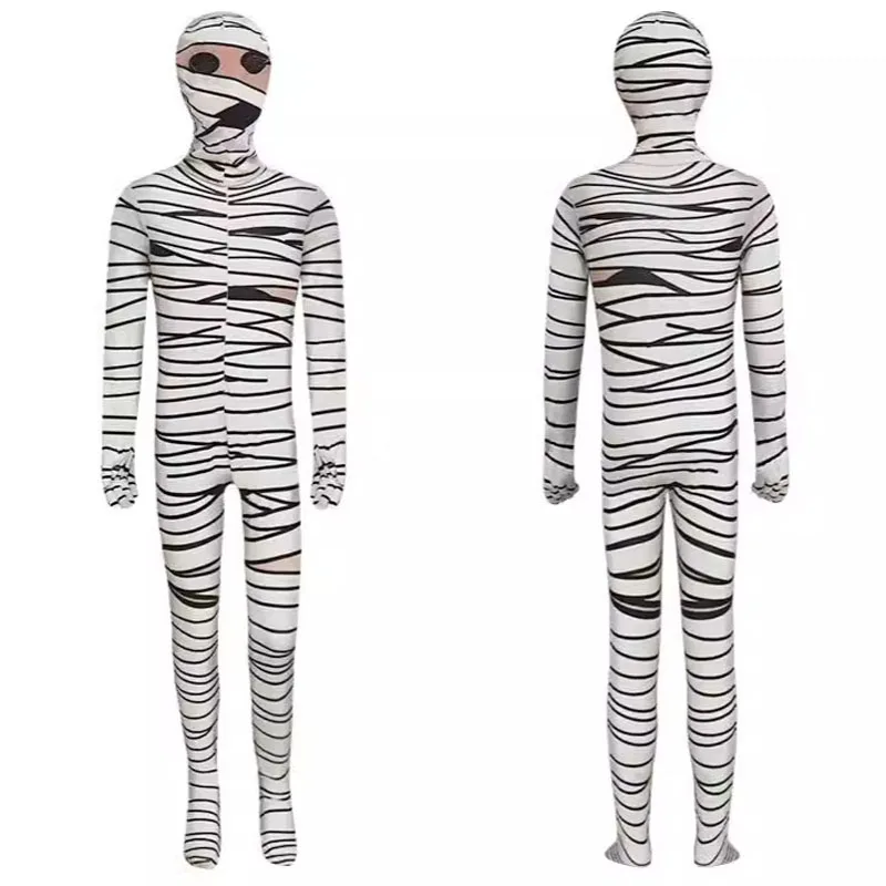 Herren-Overall für Erwachsene, 3D-gedruckt, mit Kopfbedeckung, Kinder, Horror, Cosplay, altes Ägypten, Halloween-Kostüm, Anzug, Bodysuit, Kostüm