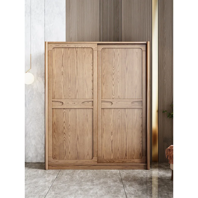 m Nordic all solid wood wardrobe push-pull home bedroom floor locker modern simple mobile m