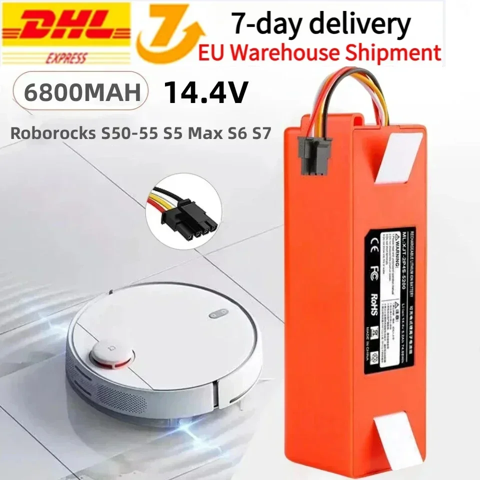 Image of Für Xiaomi Staubsauger-Akku (BRR-2P4S-5200S) Roborock S5, S6 S50-55, S5 Max, S6, S7, Etc. 14,4V 12800mAh