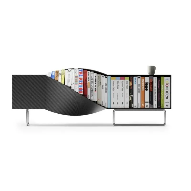 Modern simple small apartment creative metal rectangular bookshelf, TV storage cabinet