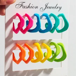 3 pairs/set Cute Colorful Frosted Acrylic Twisted C-Shape Earrings for Women Resin Geometric Circle Earrings Trendy 2024 Jewelry