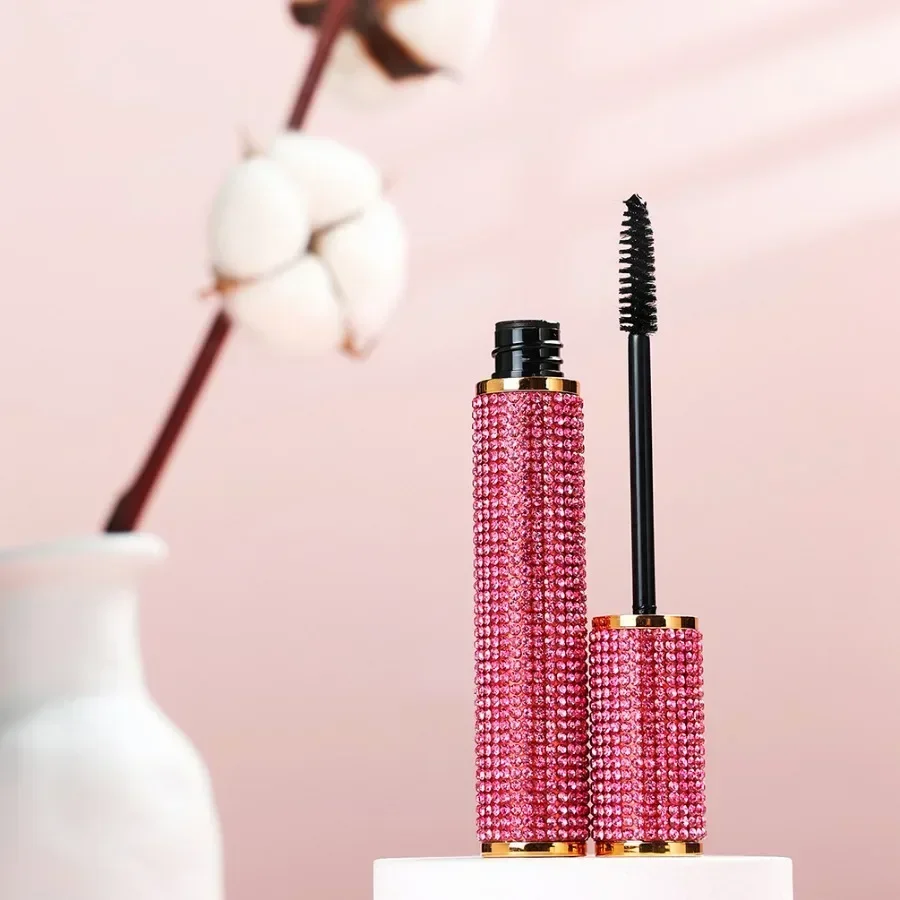 Custom Pink Diamond Tube Mascara Long-wearing Waterproof Thick Curling Eyelash Extension Black Mascara Non-smudged Makeup Bulk