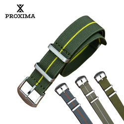 Proxima New Design 20MM Ribbed Watch Strap Sport Elastic Fabric Nylon Band Accessories for Pilot Military Watchbands