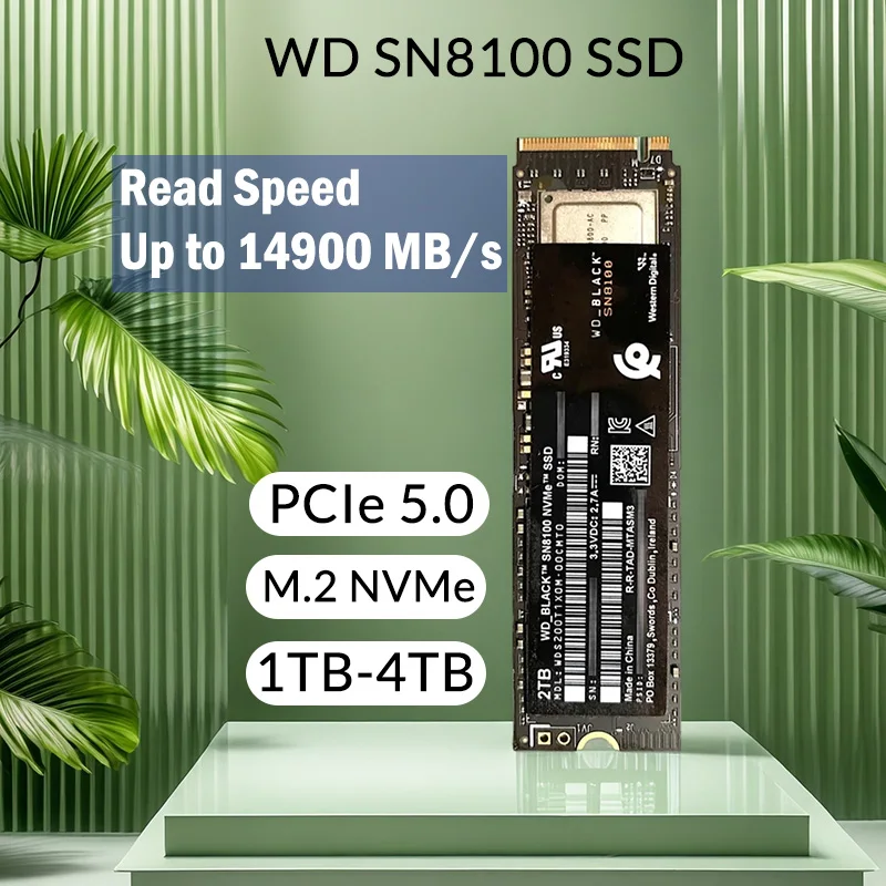

Твердотельный накопитель Western Digital PCIe 5.0 SN8100 1 ТБ 2 ТБ 4 ТБ NVMe Speed Read 14900 МБs M.2 2280 для игрового настольного ноутбука PS5