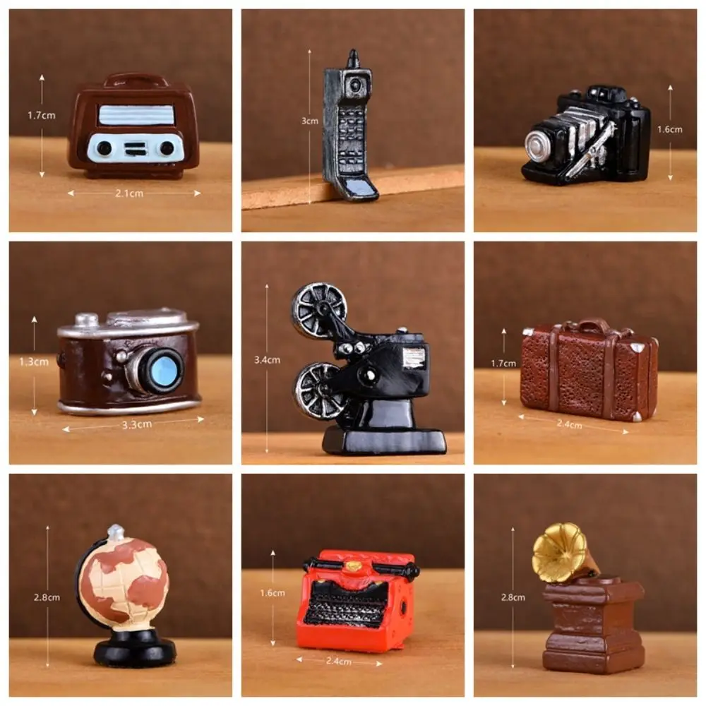 Home Decoration Retro Nostalgic Figurine Doll Houses Figure Retro Camera Miniatures Model Resin Creative