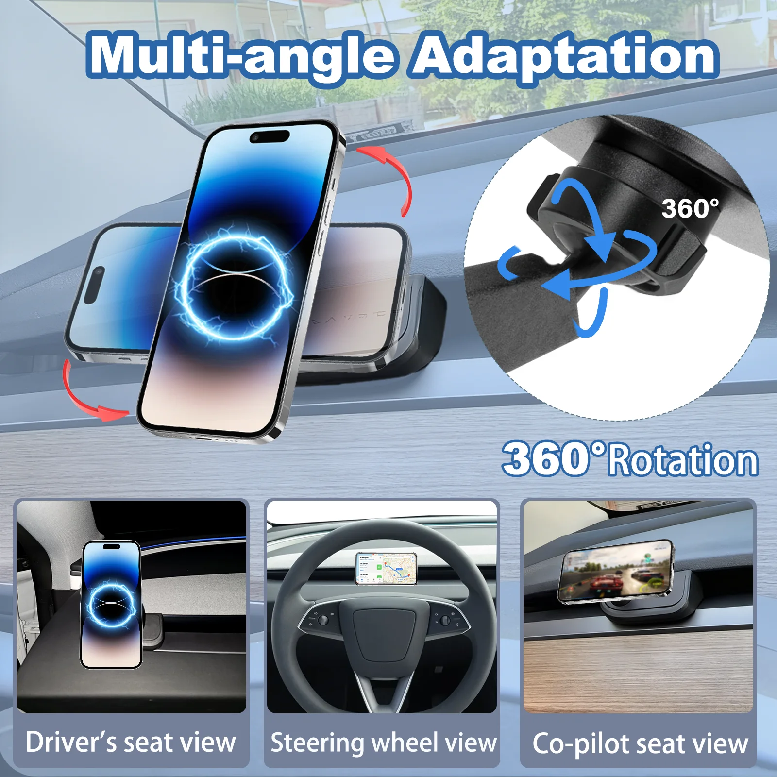 Strong Magnet Phone Mount For Tesla Model Y Juniper 2025/Model 3 Highland 2024 2025 Phone Holder Navigation Dashboard Bracket