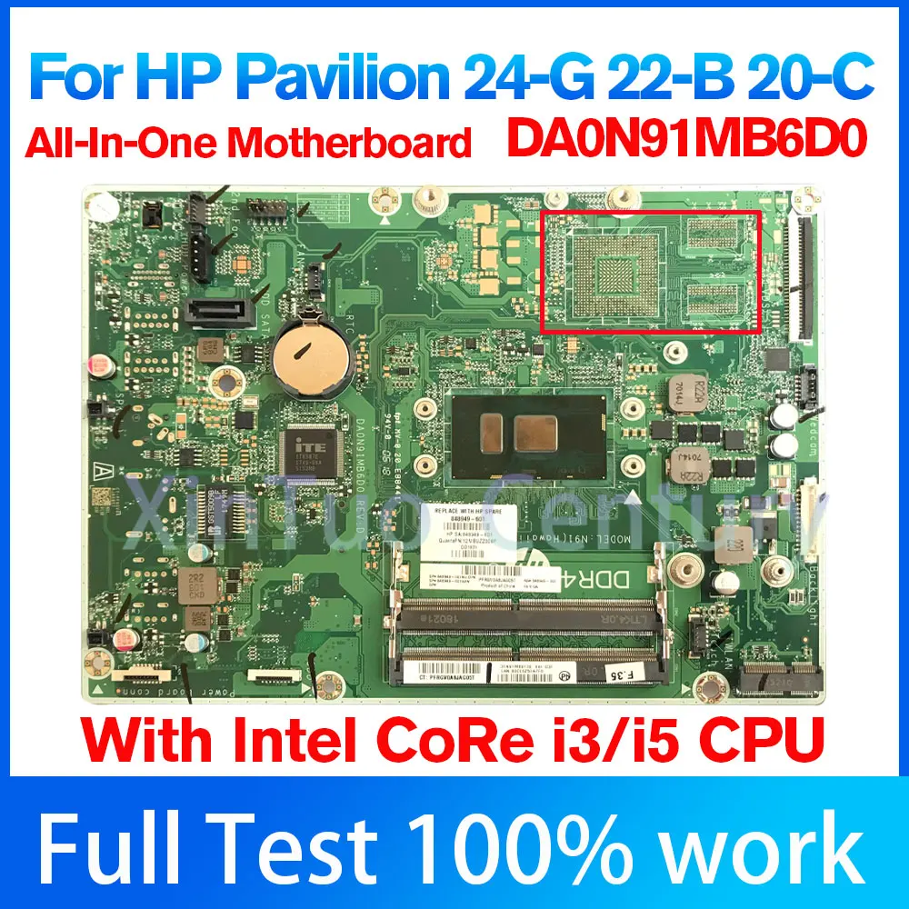 

DA0N91MB6D0 For HP All-In-One 24-G 22-B 20-C AIO Motherboard With Intel CoRe i3 i5 CPU DDR4 848949-001 848949-607 100% Test work