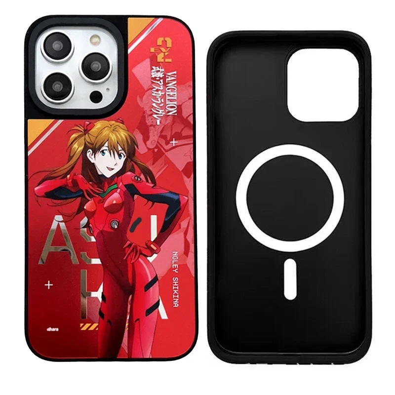 Evangelion Phone Case for iPhone 14 13 12 11 Pro Max MagSafe Anime Mirrors Fashions Non-slip Shockproof Protective Cover Gift