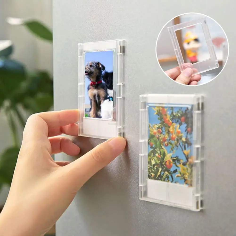 3 Inch Magnetic Acrylic Picture Frame Photo Display Stand Transparent Instant Film Camera Photo Holder Desktop Photo Frame