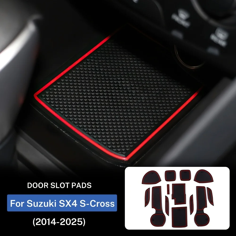 Car Anti-Slip Gate Slot Cup Mat Silicone for Suzuki SX4 S-Cross 2014-2025 Door Groove Mats Non-slip Pad Interior Accessories