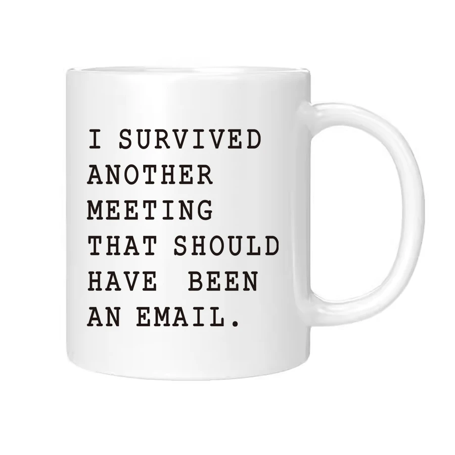 Home office coffee mug ,I SURVIVED ANOTHER THAT SHOULD HAVE BEEN AN EMAIL， inspirational gift Sending gifts to friend tea cup