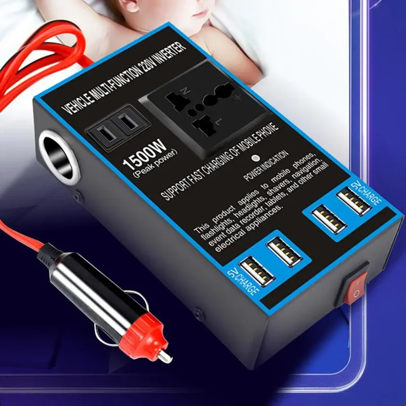 Universal Car Power Inverter Charger 12V/24V To 220V Sockets 1500W Converter 4 USB Vehicle Inverter for Car Truck