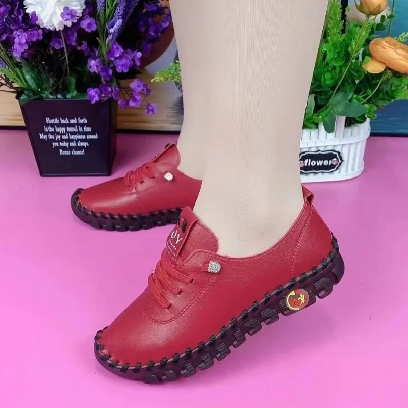 2022 Sneakers Women Shoes Mujer Zapatos Chaussure Femme Platform Loafers Lace Up Leather Flat Slip-On New Autumn Casual Mom Shoe