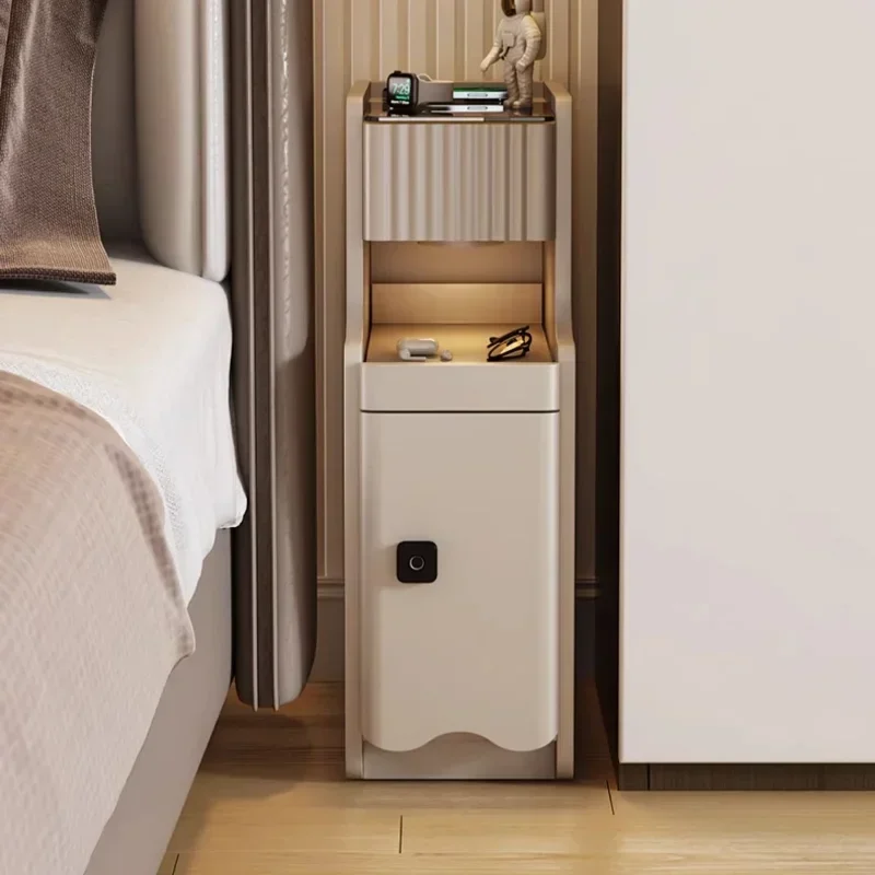 

Smart bedside table very narrow bedroom with lamp Bedside rack Mini rechargeable multi-function safe